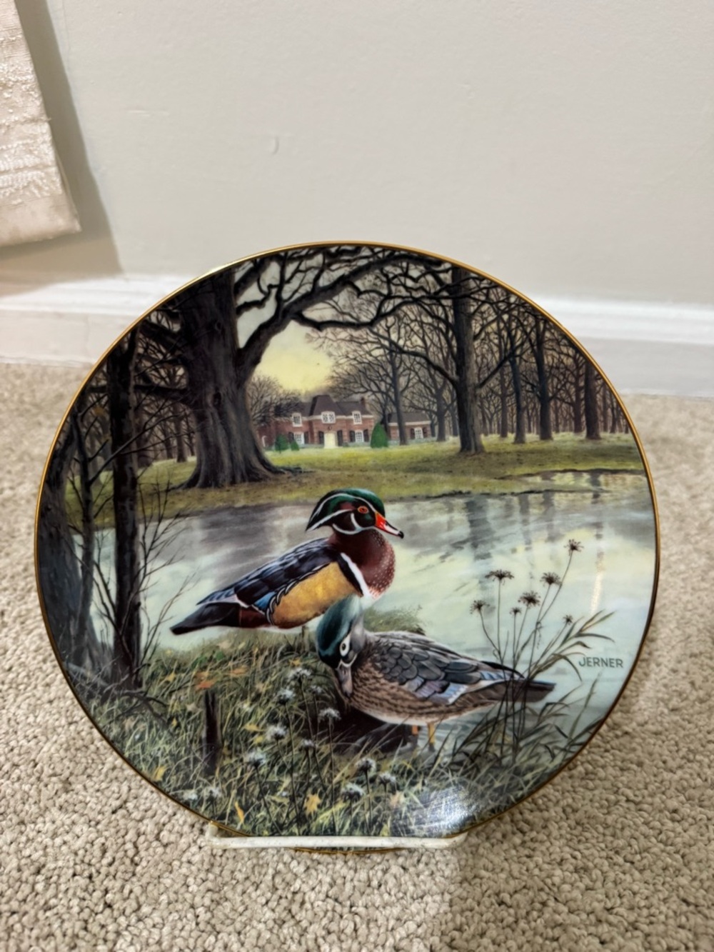 Knowles White Decorative Collector Plate — 'The Wood Duck' Backstamp